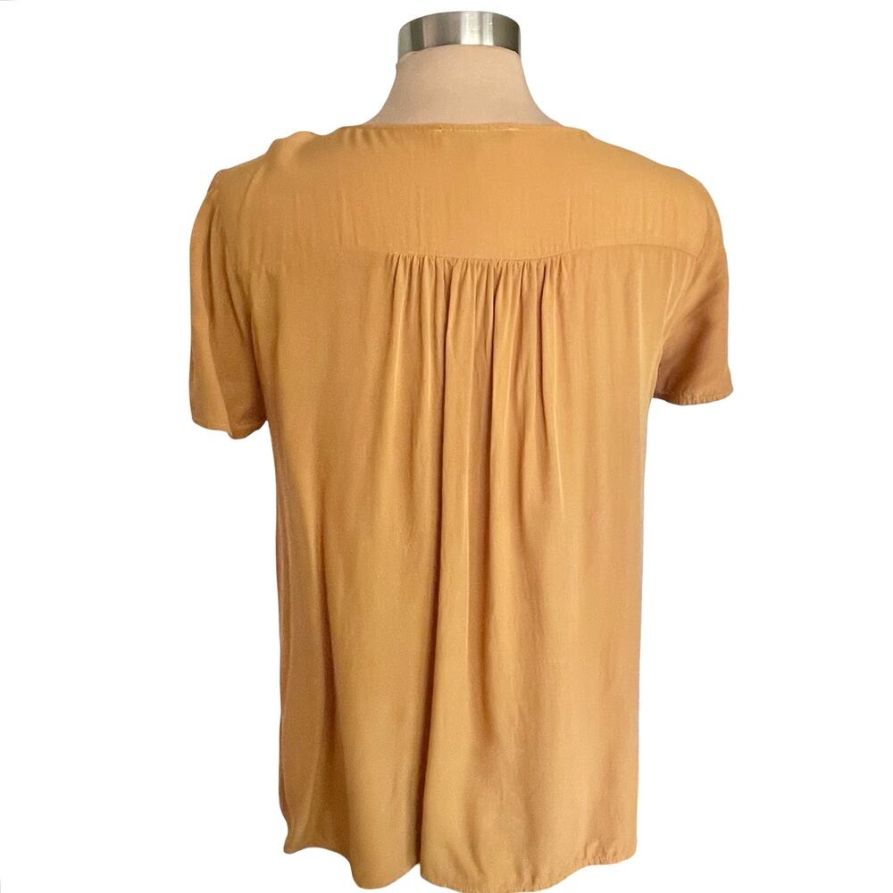 Andree by Unit Mustard Short Sleeve Floral Embroidered Blouse MEDIUM Bohemian - Picture 4 of 9